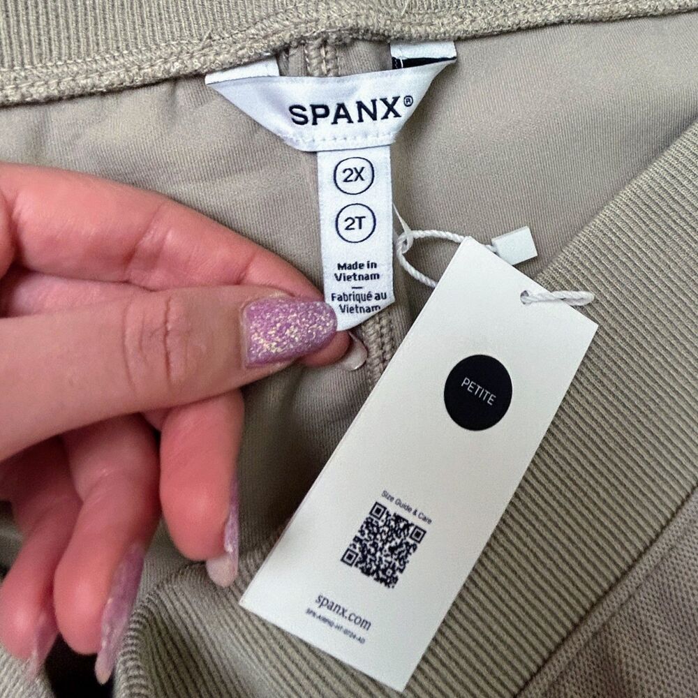 NWT Spanx Airpique Straight Track Pants Split Hem Ashwood Tan Travel 2X Petite - Picture 12 of 16